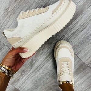 Pierre Dumas Cream and White Women's Sneakers